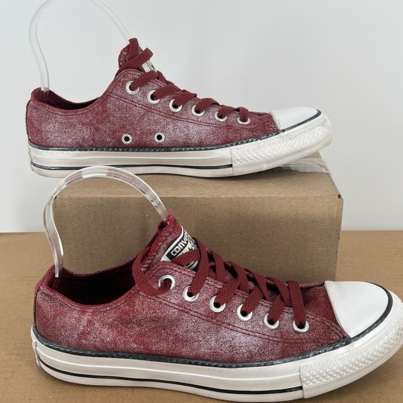Converse Chuck Taylor All Star Low Top Burgundy Canvas Sneakers Womens 8 - Picture 4 of 15